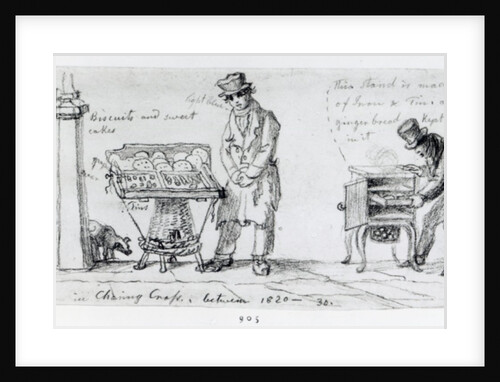 Biscuit and Gingerbread stalls at Charing Cross, 1820-30 by George the Elder Scharf