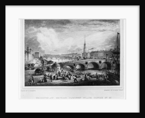 Broomielaw Bridge, Carlton Place, Clyde St., Glasgow, engraved by Joseph Swan, 1830 by John (after) Fleming