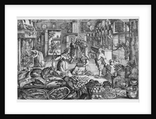 Kitchen scene in the early seventeenth century by Schelte Adams (after) Bolswert