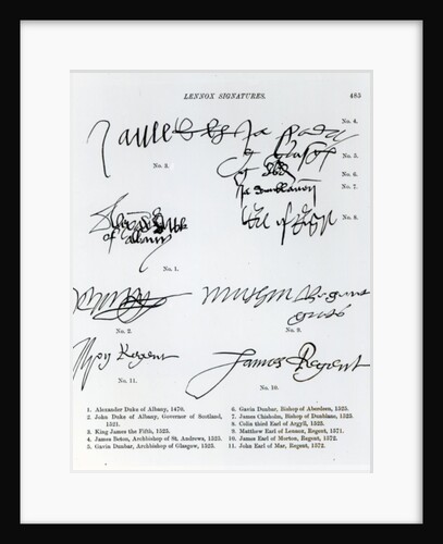 Signatures of Scottish 15th and 16th century royalty, aristocracy and clergy by Anonymous