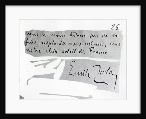Signature of Emile Zola by Anonymous