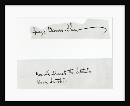 Signature of George Bernard Shaw by Anonymous