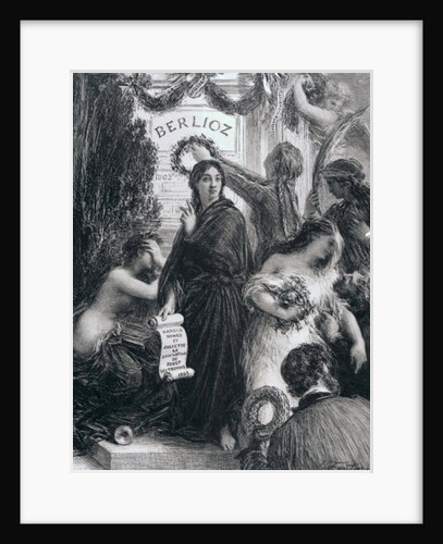 Engraving dedicated to the memory of Hector Berlioz, 1869 by French School