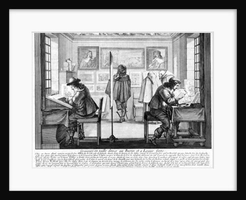 Plate engravers working with gallery behind, 1643 by Abraham Bosse