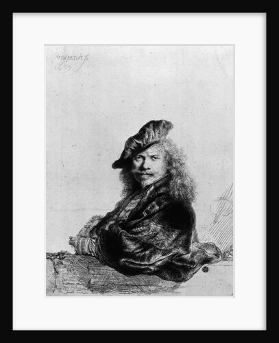 Self portrait leaning on a stone sill, 1639 by Rembrandt Harmensz. van Rijn