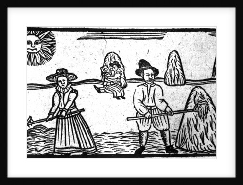 A Harvesting Scene, an illustration from 'A Book of Roxburghe Ballads' by English School