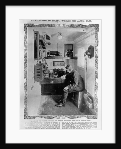 As Aboard the Wrecked 'Titanic': The Wireless-Telegraphy Room of an Atlantic Liner by English Photographer