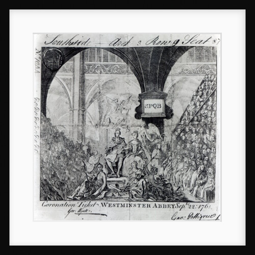 Ticket for the Coronation of George III at Westminster Abbey, September 22nd 1761 by English School