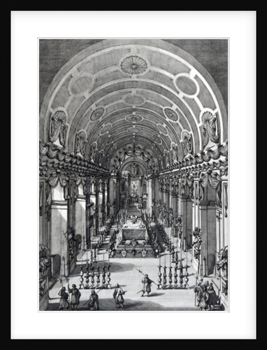 The Lying in State of Alexander Sobieski in the Capuchin Church, Rome, etched by Francesco Faraone Aquila, 1714 by Alessandro Specchi