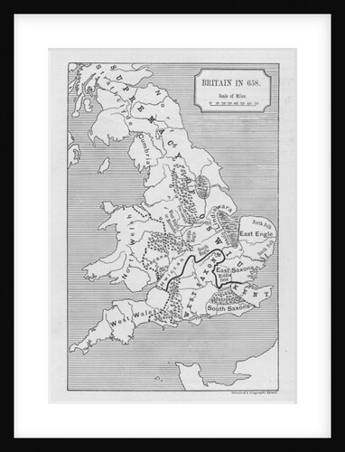 Map of Britain in 658, produced by Stanford's Geographical Establishment by School English