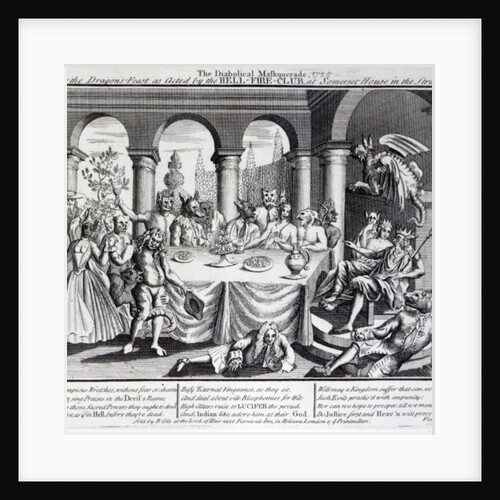 The diabolical maskquerade, or the the dragons-feast as acted by the Hell-Fire-Club, at Somerset House in the Strand, c.1721 by English School