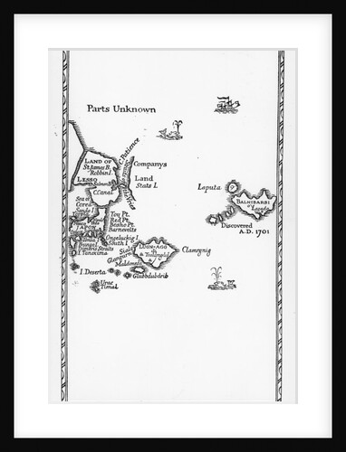 Map of Laputa, Balnibari, Luggnagg, Glubbdubdrib and Japan by English School