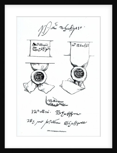 Facsimiles of William Shakespeare's signature and seals by English School