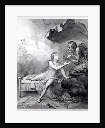 Thomas Chatterton receives a bowl of poison from Despair by John Flaxman