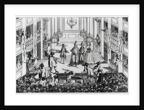 Riot at Covent Garden Theatre in 1763 in consequence of the Managers refusing to admit half-price in the Opera of Artaxerxes by Louis Philippe Boitard