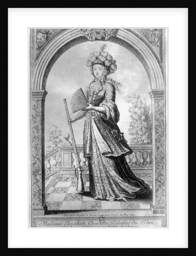 Elizabeth Charlotte of the Palatinate, Duchess of Orleans, in hunting costume, 1689 by French School