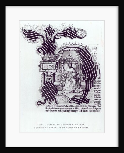 Initial Letter of a Charter containing portraits of Henry VIII and Wolsey, 1529 by English School