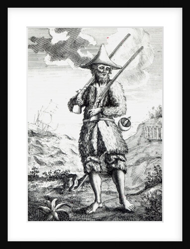 Frontispiece to 'The Life and Strange Surprizing Adventures of Robinson Crusoe of York, Mariner' by Daniel Defoe, 1719 by English School