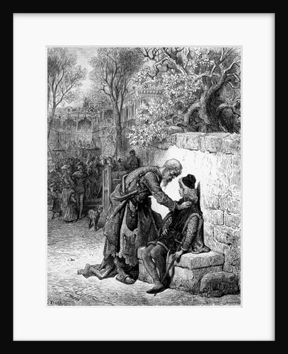 The Wedding Guest being prevented by the Ancient Mariner from attending the wedding by Gustave Dore