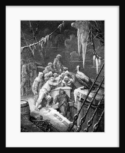 The albatross being fed by the sailors on the the ship marooned in the frozen seas of Antartica by Gustave Dore