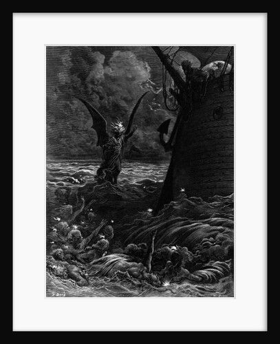 Death-fires dancing around the becalmed ship by Gustave Dore