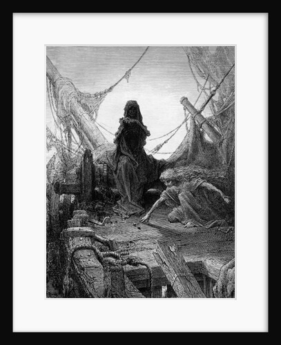 The 'Night-mare Life-in-Death' plays dice with Death for the souls of the crew by Gustave Dore