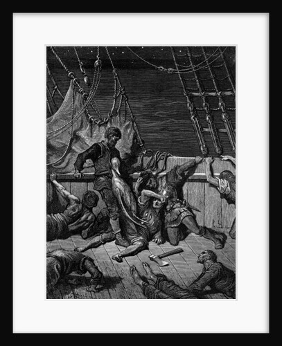 The sailors curse the Mariner, forced to wear the dead albatross around his neck by Gustave Dore
