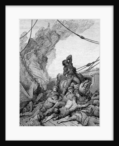The Mariner, surrounded by the dead sailors, suffers anguish of spirit by Gustave Dore