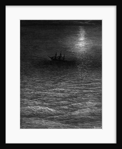 The marooned ship in a moonlit sea by Gustave Dore