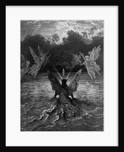 The ship continues to sail miraculously, moved by a troupe of angelic spirits by Gustave Dore