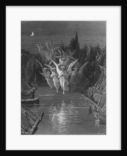 The angelic spirits leave the dead bodies and appear in their own forms of light by Gustave Dore