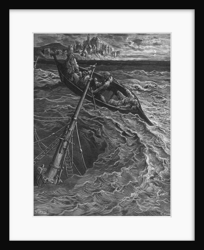 The ship sinks but the Mariner is rescued by the Pilot and Hermit by Gustave Dore