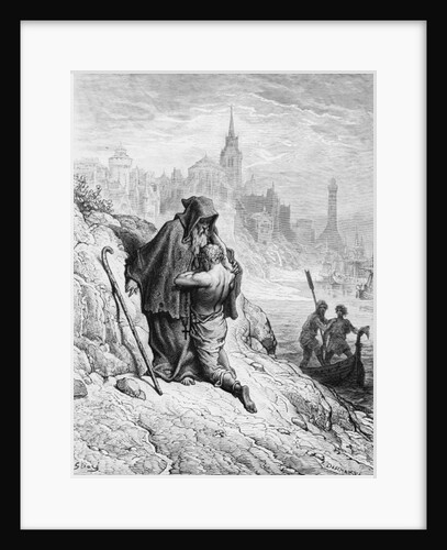 The Mariner begs the Hermit to give him absolution from his sin by Gustave Dore