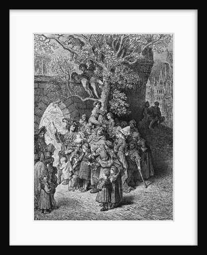Crowd of onlookers and spectators at the wedding by Gustave Dore