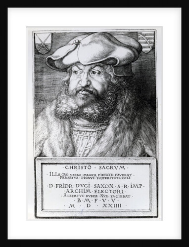 Friedrich III, Elector of Saxony, engraved by Albrecht Durer, 1524 by Lucas the Elder (after) Cranach