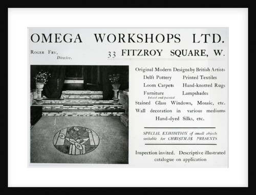 Adverisement for the Omega Workshops Ltd by English School