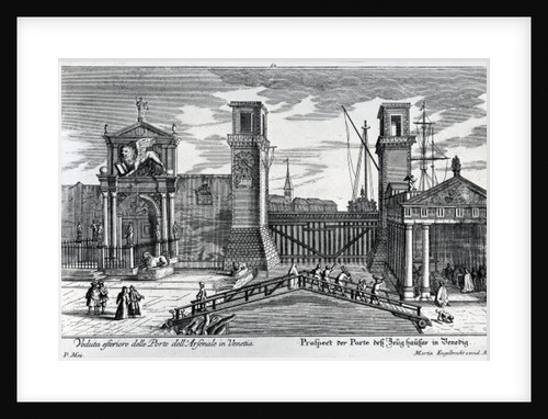 View of the gates at the entrance to the Arsenal in Venice, published by Martin Engelbrecht, c.1740s by German School