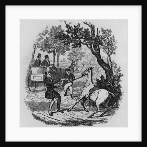 Mr. Winkle and Mr. Pickwick trying to control their horse by Robert Seymour