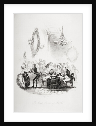 The card room at Bath by Hablot Knight (1815-92) Browne