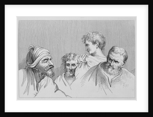 Head studies from cartoons at Hampton Court by William Hogarth