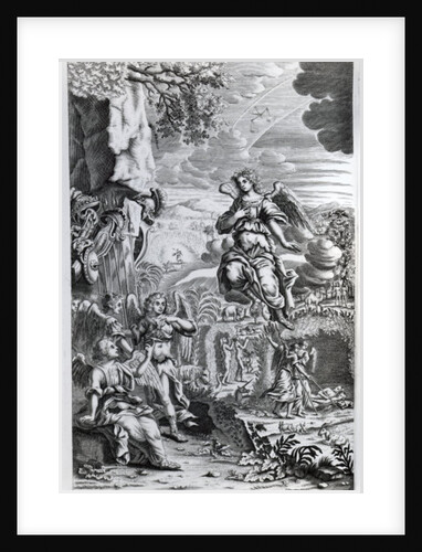The archangel Uriel informs Gabriel that Satan is in the Garden of Eden by Bernard I Lens