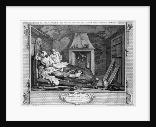 The Idle 'Prentice Returned from Sea, and in a Garret with a common Prostitute' by William Hogarth