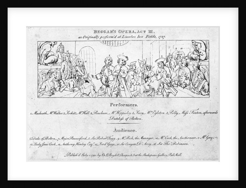 A key to help identify the people in Hogarth's painting 'The Beggar's Opera', 1790 by William Hogarth