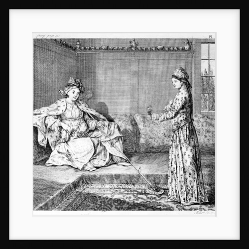 A Lady of Aleppo with a Pipe by English School