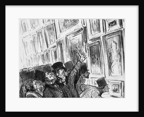 Artist being comforted at the 1859 Paris Salon over the position of his work in the exhibition by Honore Daumier