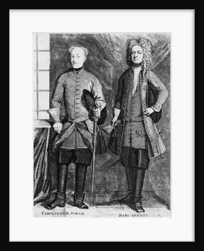 Charles XII of Sweden with his advisor Baron Gortz by Swedish School