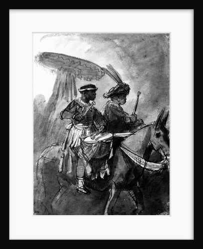 A Drummer and Commander mounted on mules, c.1638 by Rembrandt Harmensz. van Rijn