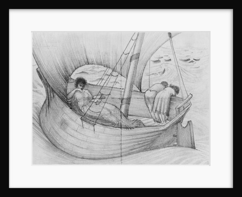 Mama, Gertie and Georgie travelling on a boat to France by Edward Coley Burne-Jones