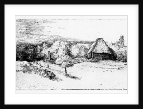 Landscape with a tower, c.1651 by Rembrandt Harmensz. van Rijn