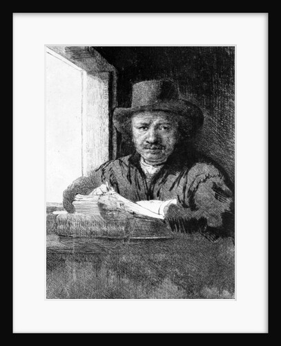 Self portrait while drawing, 1648 by Rembrandt Harmensz. van Rijn